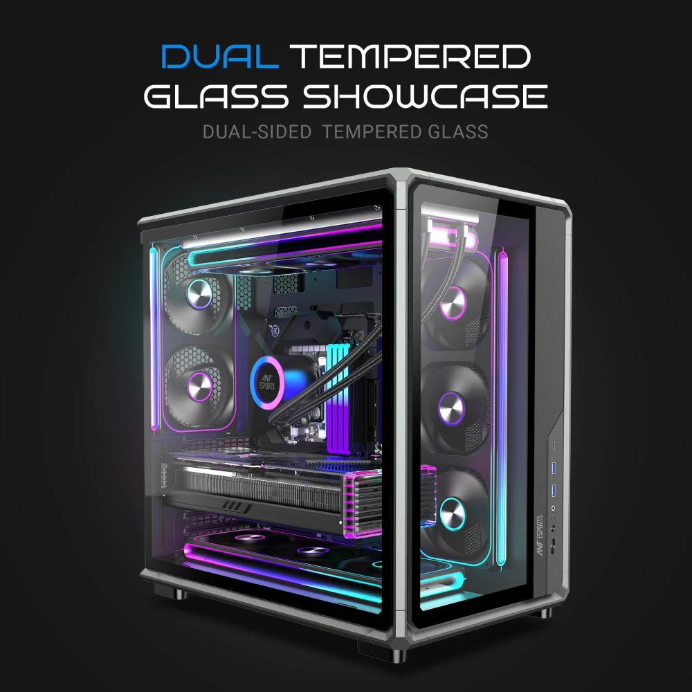 Ant Esports Gaming Cabinet Crystal x8 Frame Black view 3